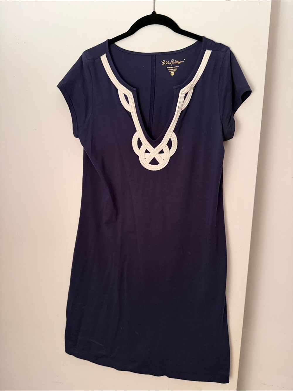 Lilly Pulitzer Navy Dress with White Rope V-Neck